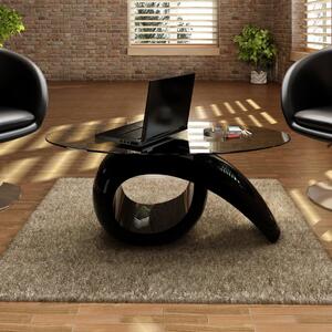 VidaXL 240432 Coffee Table with Oval Glass Top High Gloss Black