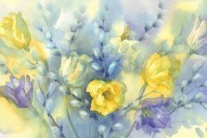 Tapeta akvarelni žuti tulipani