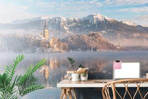 Samoljepljiva fototapeta crkva kod jezera Bled u Sloveniji