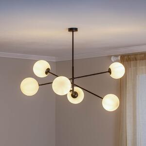EMIBIG LIGHTING Stropna svjetiljka Linear, crna/opal, šest žarulja, prigušiva, Crno, Dnevni boravak/blagovaonica, Metal, Metak