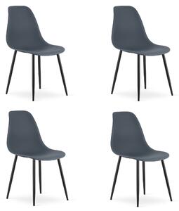 Set 4 škriljno sive stolice OSAKA s crnim nogama
