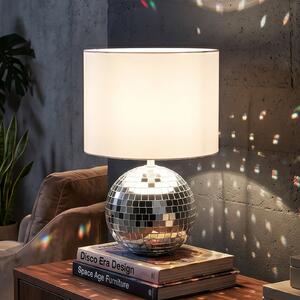 Reality Leuchten Glitza stolna lampa, krom/bijela, tkanina, plastika, E14, Krom, Dnevni boravak/blagovaonica, Plastika