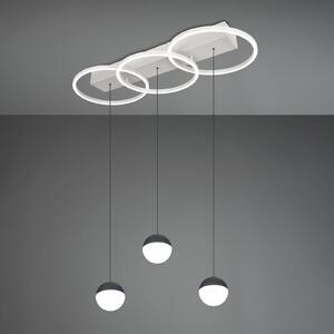 Reality Leuchten Larino Long LED viseća lampa, svijetlosiva, metal, CCT, daljinski upravljač, prigušiva, Sivo, Dnevni boravak/blagovaonica, Metal