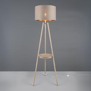 Reality Leuchten Podna lampa Colette, bež, na tri noge, metal, tkanina, E27, Bež, Dnevni boravak/blagovaonica, Metal