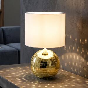 Reality Leuchten Glitza stolna lampa, zlatna/bijela, tkanina, plastika, E14, Zlato / mjed, Dnevni boravak/blagovaonica, Plastika