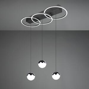 Reality Leuchten Larino Long LED viseća lampa, crna, metal, CCT, daljinski upravljač, prigušiva, Crno, Dnevni boravak/blagovaonica, Metal