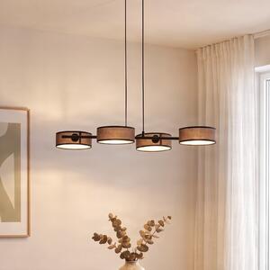EMIBIG LIGHTING Viseća svjetiljka Drumz 4, smeđa, tkanina/čelik, duljina 80 cm, E14, prigušiva, Smeđa / hrđa, Dnevni boravak/blagovaonica, Tkanina / tekstil