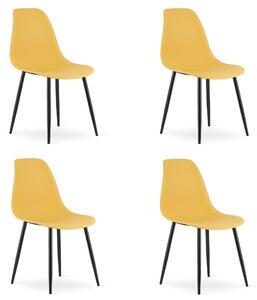 Set 4 gorušičaste stolice OSAKA s crnim nogama