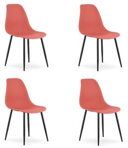 Set 4 koraljne stolice OSAKA s crnim nogama