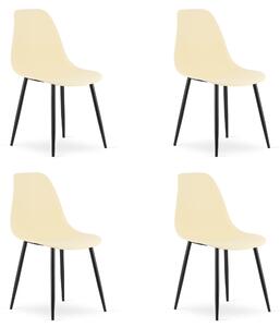 Set 4 krem stolice OSAKA s crnim nogama