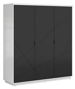 Ormar Boston CE116Mat crna, Sjajno bijela, 201x180x57cm, Porte guardarobaVrata ormari: Klasična vrata