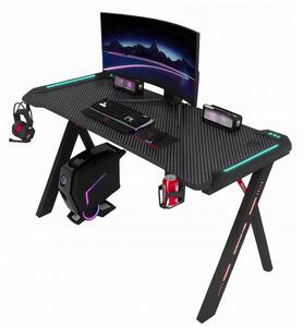 Igraći stol s RGB LED pozadinskim osvjetljenjem crne boje Širina: 60 cm | Duljina: 120 cm