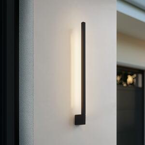 Lindby LED zidna svjetiljka Neano, 80 cm, crna, metalna, IP54, Crno, Aluminij