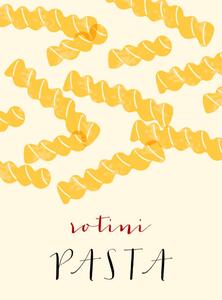 Ilustracija Rotini Italian pasta. Rotini poster illustration., Alina Beketova