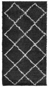 VidaXL Čupavi moderni tepih s visokim vlaknima crni i krem 80x150 cm