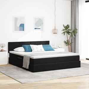 Krevet s od storage s madracem Crna 160 x 200 cm Baršun - Crna / 160 x 200 cm