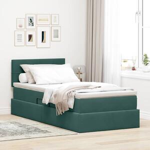 Krevet s od storage s madracem Tamnozelena 90 x 200 cm Baršun - Zelena / 90 x 200 cm