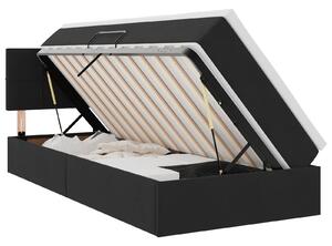 LED krevet za pohranu s madracem Crna 90 x 190 cm Baršun - Crna / 90 x 190 cm