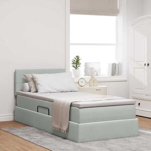 Krevet s od storage s madracem Svijetlo siva 90 x 200 cm Baršun - Siva / 90 x 200 cm