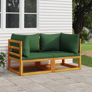 VidaXL Modularne kutne sofe sa zelenim jastucima 2 kom od drva bagrema