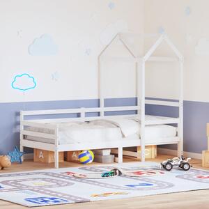 Dnevni krevet s krovom bez madraca bijeli 80x200 cm masivno drvo - Bijela / 80 x 200 cm