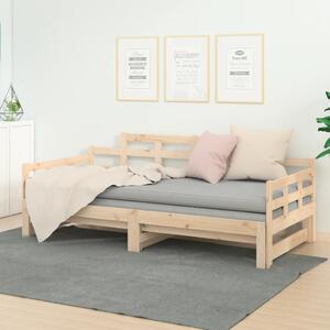 Dnevni ležaj na izvlačenje od masivne borovine 2 x (80x200) cm - Smeđa / 80 x 200 cm