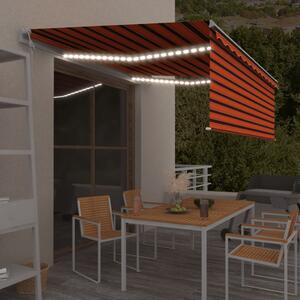Automatska tenda s roletom i senzorom LED 4x3m narančasto-smeđa - Šarena / 4 x 3 m