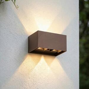 Lindby Nivar vanjska zidna LED svjetiljka, četvrtasta, hrđavo-smeđa, 20 cm, IP54, Smeđa / hrđa, Aluminij