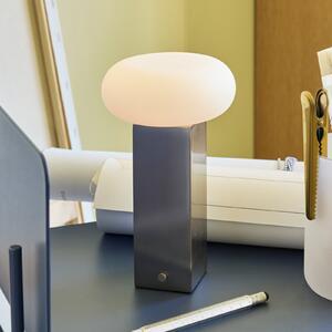 Hübsch Niska LED punjiva stolna lampa, nikl-boje, visina 20 cm, metal, prigušiva, Metalik, Dnevni boravak/blagovaonica, Metal
