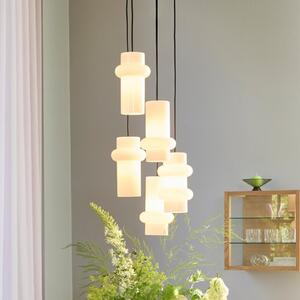 Hübsch Stolna lampa Pilule Up, sjajno bijela, Ø 15 cm, staklo, prigušiva, Bijela, Dnevni boravak/blagovaonica, Staklo