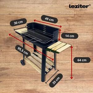 Leziter roštilj na drveni ugljen s kotačima – pravokutni BBQ roštilj