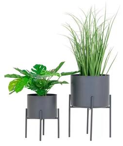 House Nordic Pavia saksije od čelika – set 2 kom, sive moderne tegle za biljke