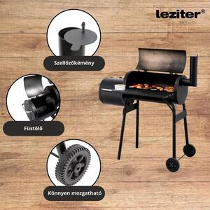 Leziter roštilj na ugljen s dimnicom – vrtni BBQ smoker roštilj