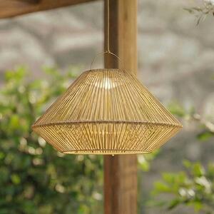 Lindby Austas LED solarna viseća lampa, bež, Ø 50 cm, USB, IP54, prigušiva, Bež, Plastika