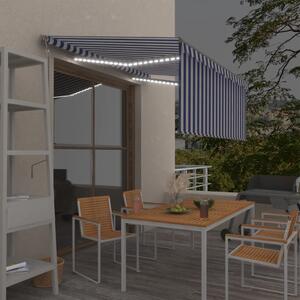 Automatska tenda s roletom i senzorom LED 3x2,5 m plavo-bijela - Plava / 3 x 2.5 m