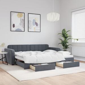 Dnevni krevet s pomoćnim ležajem i ladicama bez madraca tamno siva 90x190 cm - Siva / 90 x 190 cm