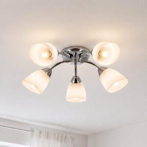 Milagro Lighting Portos stropna svjetiljka, 5 žarulja, bijela/kromirana, metalna, Ø 54 cm, prigušiva, Bijela, Dnevni boravak/blagovaonica, Metal