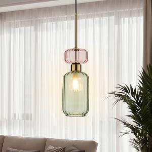 Milagro Lighting Molly viseća svjetiljka, zelena/zlatna, 1 žarulja, staklo, Ø 12 cm, prigušiva, Zelena, Dnevni boravak/blagovaonica, Staklo