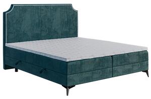 Zondo Bračni krevet Boxspring 160 cm Lexa (morska) (s madracem i prostorom za odlaganje). 1043387