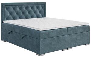 Zondo Bračni krevet Boxspring 140 cm Maximilian (traper plava) (s madracem i prostorom za odlaganje). 1043414