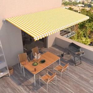 Tenda na automatsko uvlačenje 600x350 cm žuto-bijela - Žuta / 600 x 350 cm