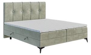 Zondo Bračni krevet Boxspring 160 cm Roseann (svijetlo bež) (s madracem i prostorom za odlaganje). 1043443