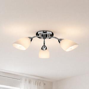 Milagro Lighting Portos stropna svjetiljka, 3 žarulje, bijela/kromirana, metalna, Ø 54 cm, prigušiva, Bijela, Dnevni boravak/blagovaonica, Metal