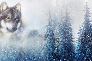 Tapeta vuk u snježnom krajoliku