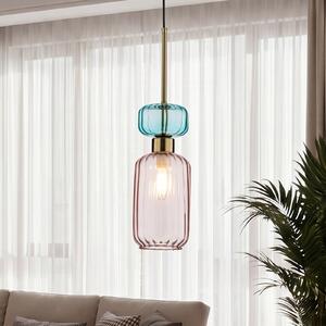 Milagro Lighting Molly viseća svjetiljka, ružičasta/zlatna, 1 žarulja, staklo, Ø 12 cm, prigušiva, Ružičasta ruža, Dnevni boravak/blagovaonica, Staklo
