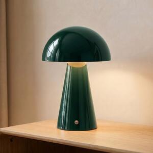 Lindby LED baterijska stolna lampa Nevijo, zelena, Ø20 cm, USB, dimmer, prigušiva, Zelena, Dnevni boravak/blagovaonica, Metal