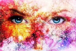Tapeta plave oči s apstraktnim elementima