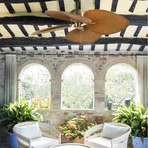 FARO BARCELONA Stropni ventilator Cuba L, Ø 132 cm, s četiri kraka, antikno zlato, Zlato / mjed, Dnevni boravak/blagovaonica, Plastika