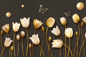 Tapeta tulipani sa zlatnim motivom