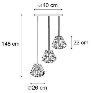 Viseća svjetiljka od bambusa s bijelim okruglim 3 svjetla - Canna Diamond